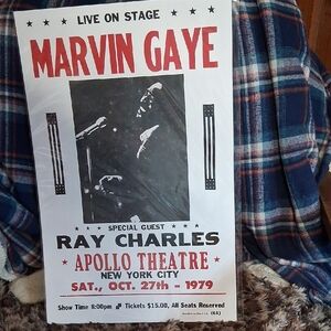 Vintage Concert Poster - Marvin Gaye and Ray Charles - Red and Black